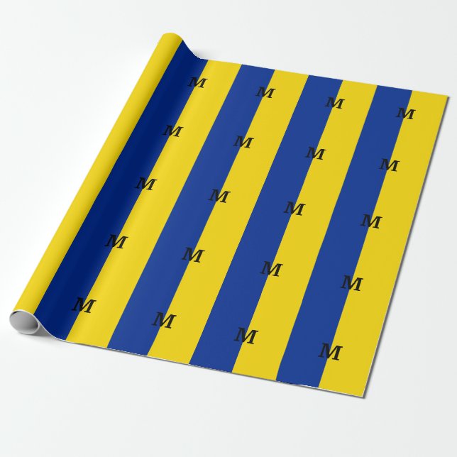 Lodrät Ukraina Flagga blue and gult monogram Presentpapper (Utrullad)