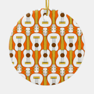 Lodrät Ukulele Mönster Julgransprydnad Keramik