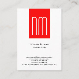 Lodrät unikt, enkelt, vitt, enkelt, monogram visitkort