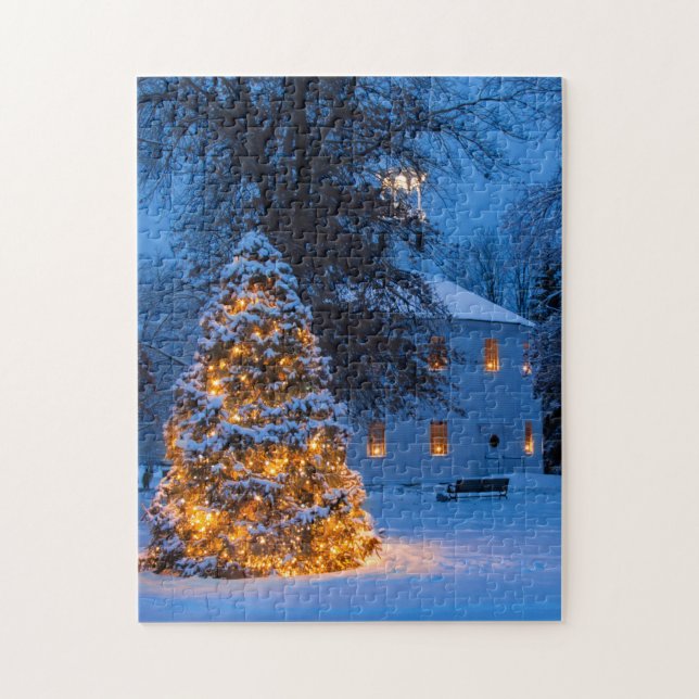 Lodrät Vermont Round Church Pussel (Vertikal)