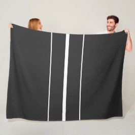 Lodrät Vit Tävla Rand på Mörk Grått Fleecefilt