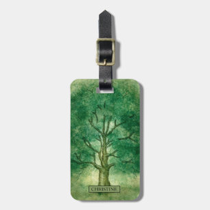 Lodrät Watercolor Oak Träd Elegant Luggage Tag Bagagebricka