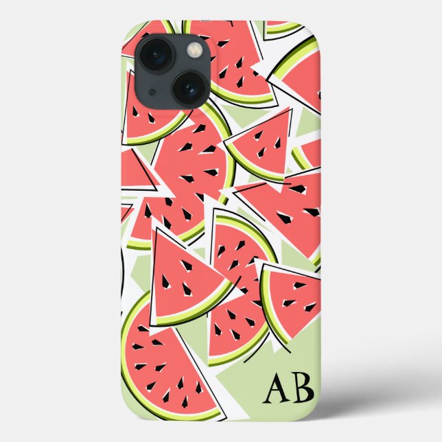 Lodrät Watermelon Monogram grönt iPad Mini fodral (Baksida)