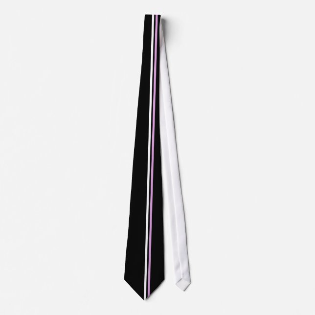 Lodrät White and Plum Rand on Black Necktie Slips (Framsida)