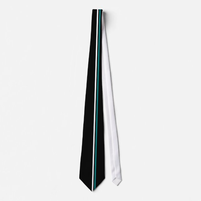 Lodrät White and Teal Rand on Black Necktie Slips (Framsida)