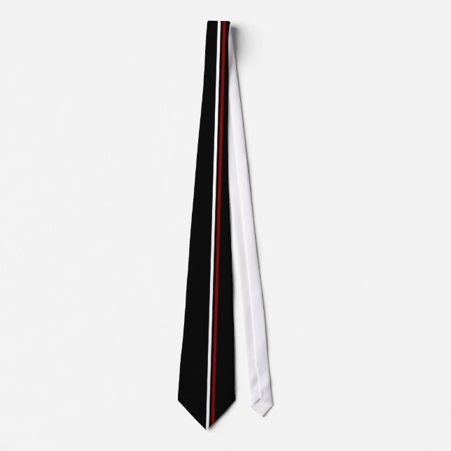 Lodrät White och Maroon Rand på Black Necktie Slips (Framsida)