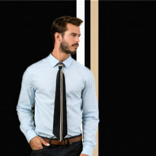 Lodrät White och Tan Rand på Black Necktie Slips