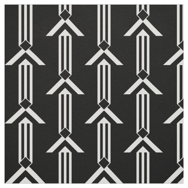 Lodrät White Rand och Chevrons på Black Tyg (Provkarta)