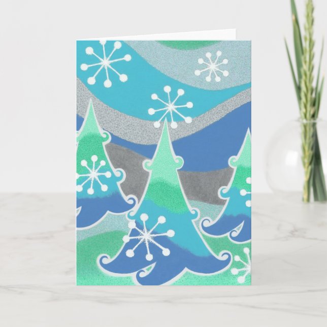 Lodrät Winter Träd hälsning-kort Helgkort (Framsida)