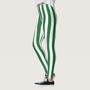 Lodrätgrönt- och vitrandar leggings