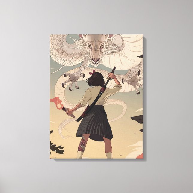 Lodräts animflickor Premium Wrapped Canvas (glapp) (Framsida)