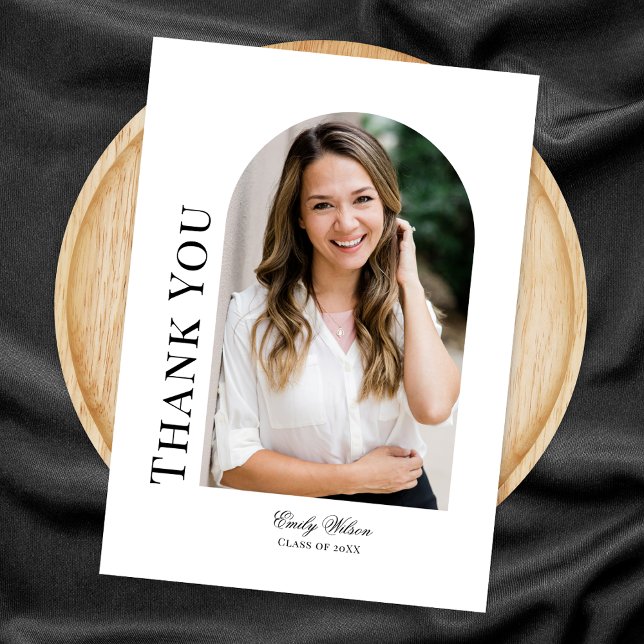 Lodräts fotobåge, vit Studenten Tack Kort (Skapare uppladdad)