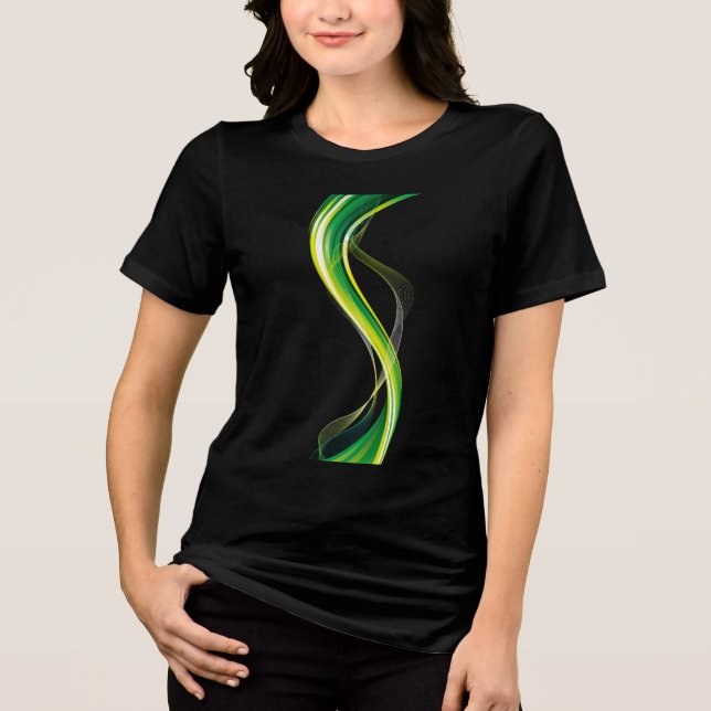 Lodräts Grönt Wave Abstrakt design-34534 T Shirt (Framsida)