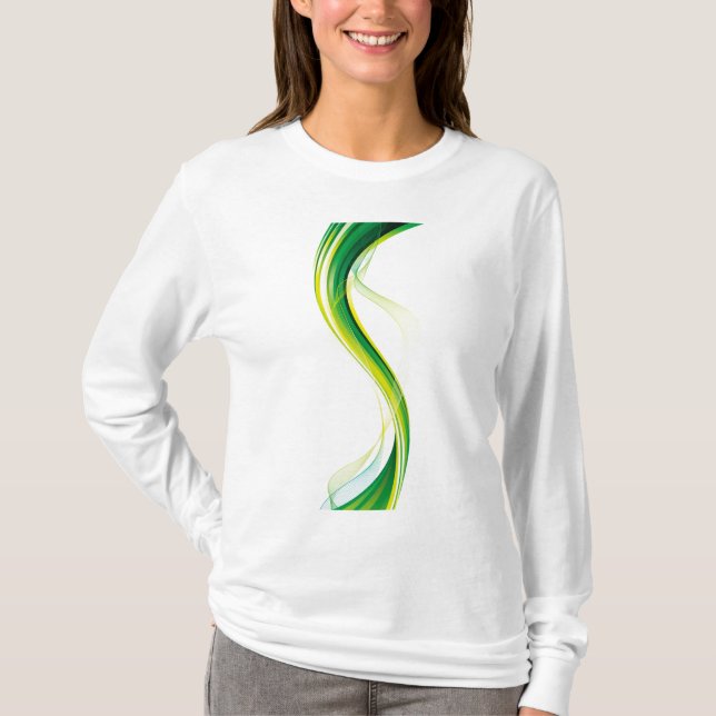 Lodräts Grönt Wave Abstrakt design-34534 T Shirt (Framsida)