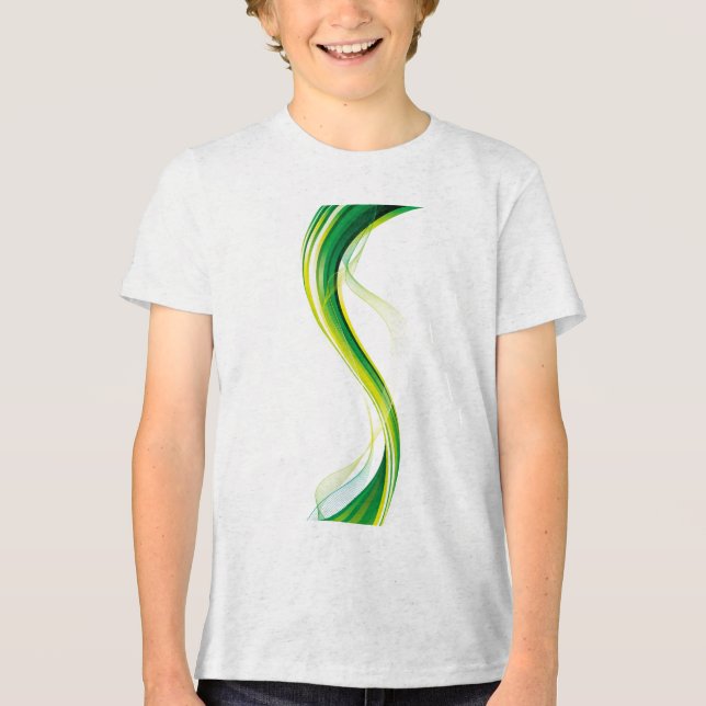 Lodräts Grönt Wave Abstrakt design-34534 T Shirt (Framsida)