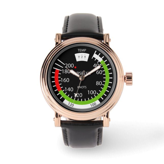 Lodräts hastighetsindikator Pilot Aviation Geek Armbandsur (Framsida)