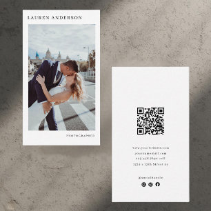 Lodräts minimalistiskt foto-Affärskort med QR Visitkort