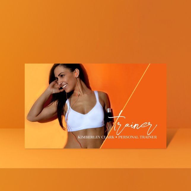 Lodräts Orange | Personligt utbildare QR-kodfoto Visitkort (Skapare uppladdad)