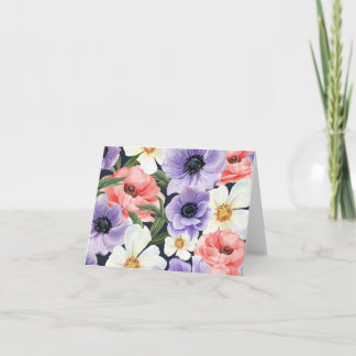 Lodrätt Rosa och Lavender Blommigt Card Tack Kort