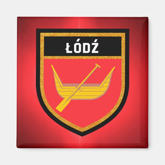 Łódź Flagga Magnet (Framsidan)