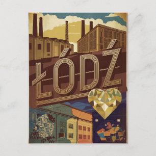 Lodz Poland vintage Vykort