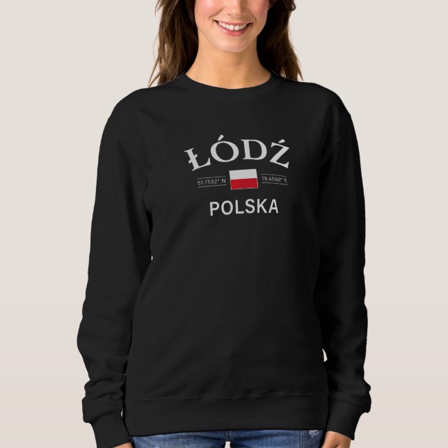 Lodz Polska Polska Polska Coordinates T Shirt (Framsida)