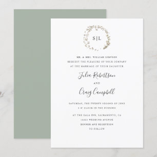 Loely BellFlowers formal monogram bröllop Inbjudningar