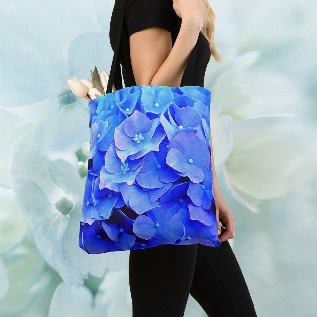 Loely Blue Hydrangea Tote Bag Tygkasse (Skapare uppladdad)