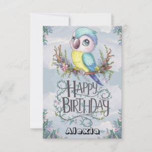 Loely Boho Parrot Digital Birthday Kort
