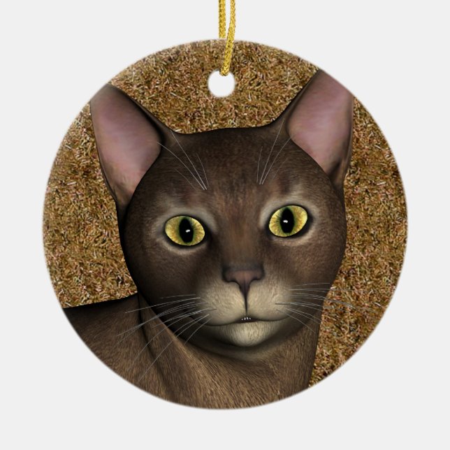 Loely Brown Cat Julgransprydnad Keramik (Framsidan)