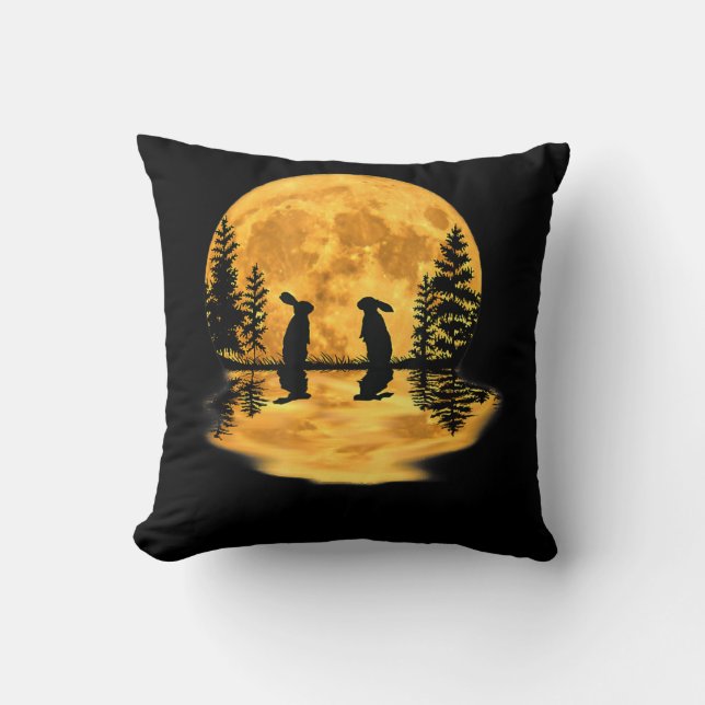 Loely Bunny Rabbit Rabbits Måne Night Himlar Kudde (Framsida)