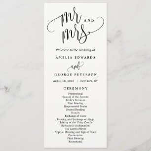 Loely Calligraphy Bröllop Ceremony Programme Program