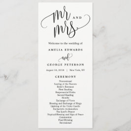 Loely Calligraphy Bröllop Ceremony Programme Program