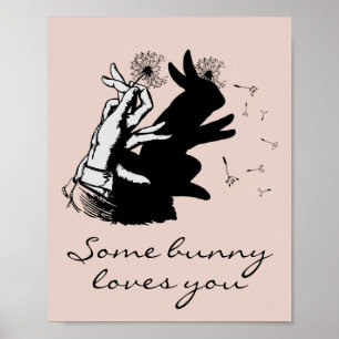 Loely Cute Kärlek Bunny Pun Black Pastel Peach Poster