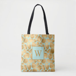Loely Giraffe Spots Mint och Golden Tygkasse
