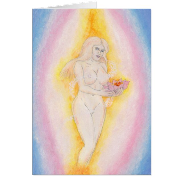 Loely Goddess holding Lotus Flower Hälsningskort (Framsidan)