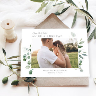 Loely Greenery Bröllop spara datum Card Tack Kort