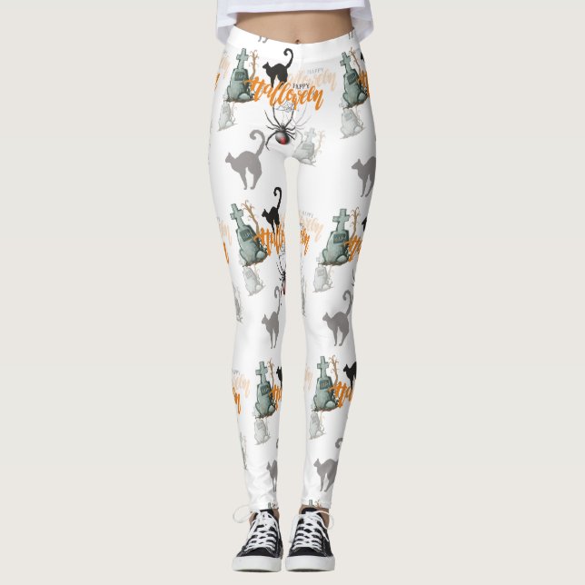 Loely Halloween Seamless Mönster Leggings (Framsida)