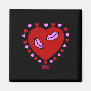 Loely Heart Kisses 2 Inch Square Magnet