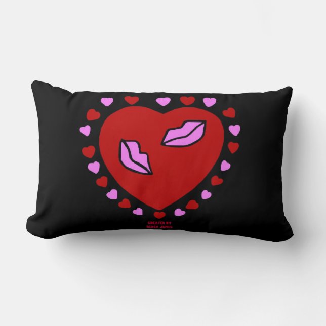 Loely Heart Kisses Lumbar Pillow Lumbarkudde (Framsida)