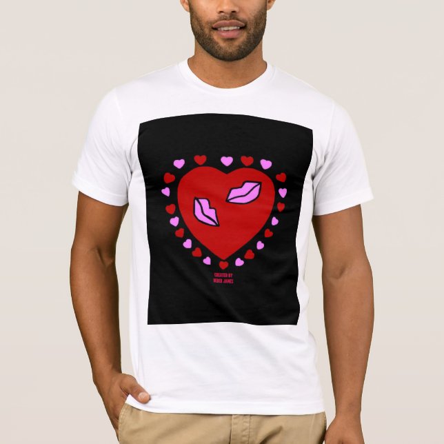 Loely Heart Kisses Manar Basic White T Shirt (Framsida)