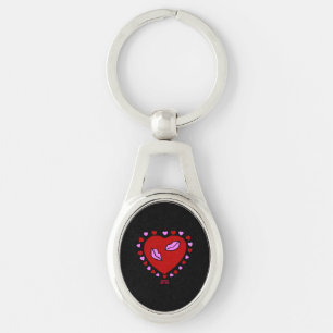 Loely Heart Kisses Oval Keychain Ovalt Silverfärgad Nyckelring