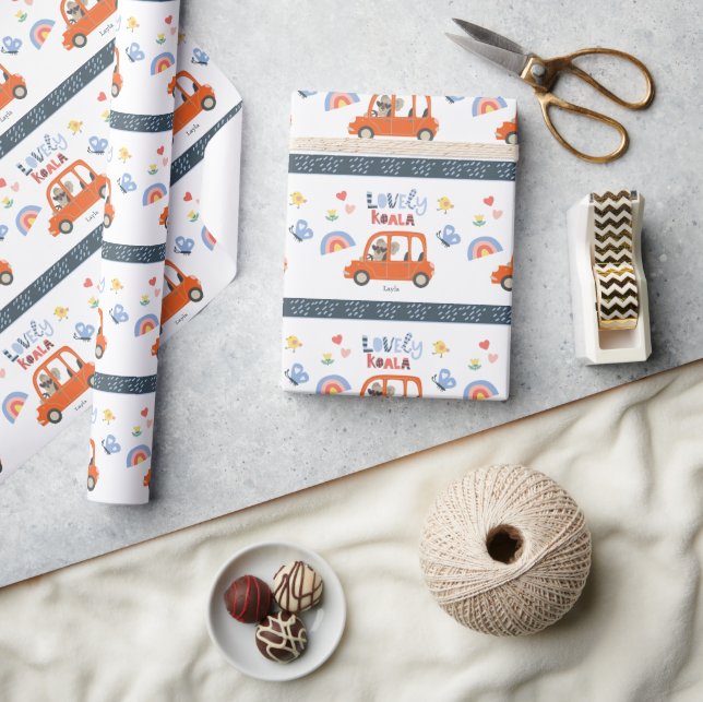 Loely Koala Little Girl First Namn Cute Animal Presentpapper (Hantverk)