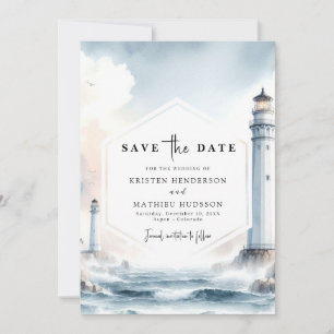 Loely Oceanic Elegance Lighthouse Bröllop Spara Datumet