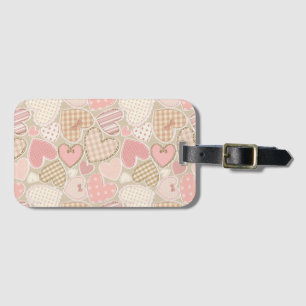 Loely Patchwork Quilt Mönster Rosa Hearts Bows Bagagebricka