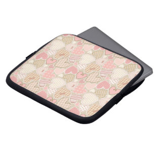Loely Patchwork Quilt Mönster Rosa Hearts Bows Laptop Fodral