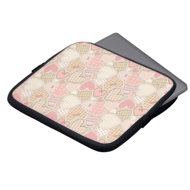 Loely Patchwork Quilt Mönster Rosa Hearts Bows Laptop Fodral (Framsida topp)