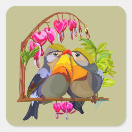 Loely Pekin Robin Bird Pair Fyrkantigt Klistermärke