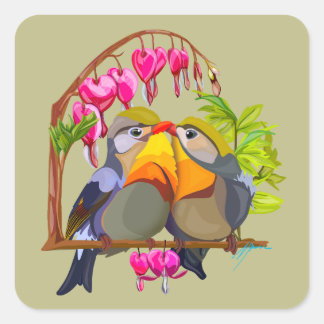 Loely Pekin Robin Bird Pair Fyrkantigt Klistermärke