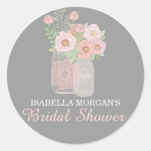 Loely Peonies Mason Burk Möhippa Sticker Runt Klistermärke